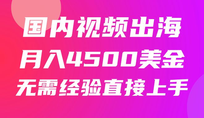 国内爆款视频出海赚美刀，实战月入4500美金，批量无脑搬运，无需经验直接上手网创吧-网创项目资源站-副业项目-创业项目-搞钱项目网创吧