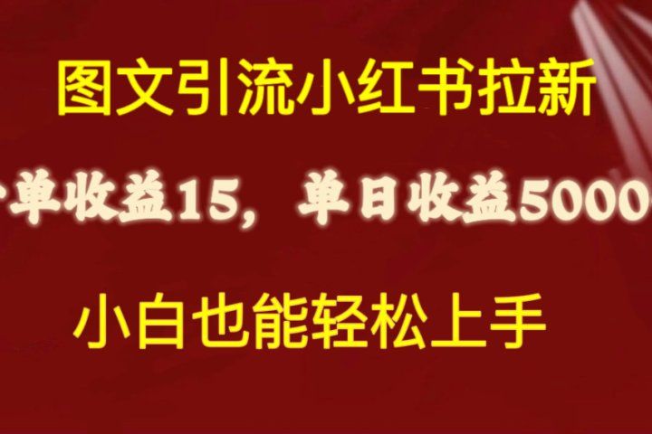 图文引流小红书拉新一单15元，单日暴力收益5000+，小白也能轻松上手网创吧-网创项目资源站-副业项目-创业项目-搞钱项目网创吧