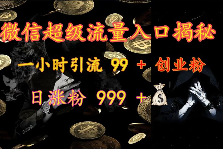 微信超级流量入口揭秘：一小时引流 99 + 创业粉，日涨粉 999 +【揭秘】网创吧-网创项目资源站-副业项目-创业项目-搞钱项目网创吧