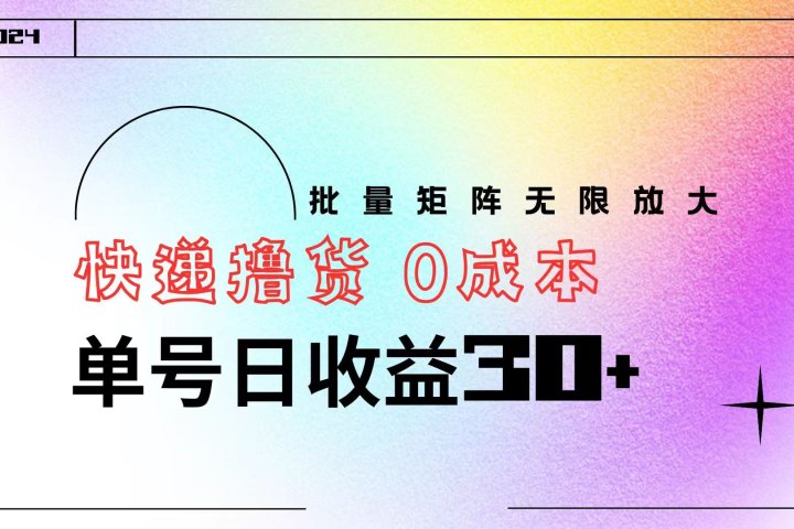 快递撸货  0成本 单号日收益30+ 批量矩阵可无限放大网创吧-网创项目资源站-副业项目-创业项目-搞钱项目网创吧