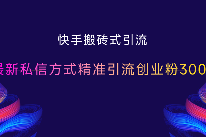 快手搬砖式引流，最新私信方式精准引流创业粉300+网创吧-网创项目资源站-副业项目-创业项目-搞钱项目网创吧