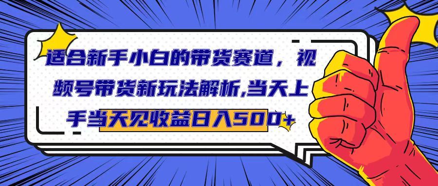 适合新手小白的带货赛道，视频号带货新玩法解析,当天上手当天见收益，日入500+网创吧-网创项目资源站-副业项目-创业项目-搞钱项目网创吧