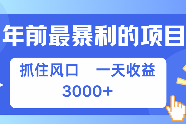 年前最赚钱的项目之一，可以过个肥年网创吧-网创项目资源站-副业项目-创业项目-搞钱项目网创吧