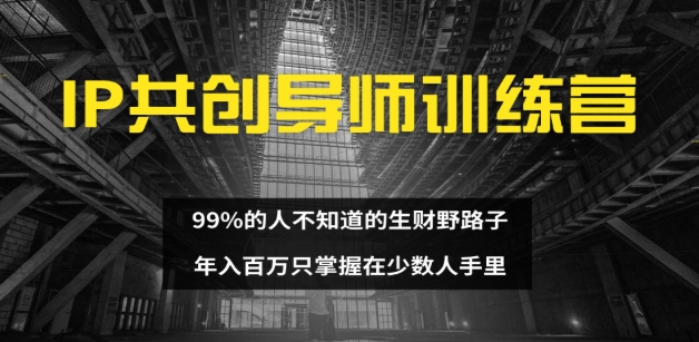 IP共创导师训练营 99%的人不知道的生财野路子 只掌握在少数人手里网创吧-网创项目资源站-副业项目-创业项目-搞钱项目网创吧
