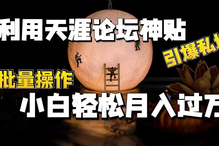 利用天涯论坛神贴，引爆私域，批量操作、小白轻松月入过万网创吧-网创项目资源站-副业项目-创业项目-搞钱项目网创吧