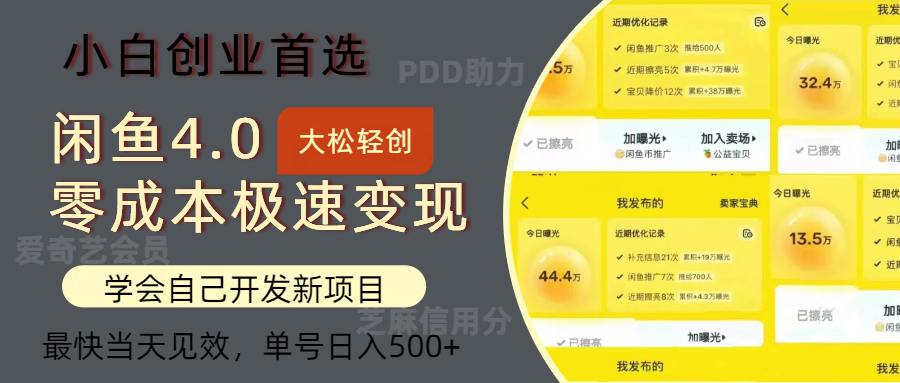 图片[1]网创吧-网创项目资源站-副业项目-创业项目-搞钱项目闲鱼0成本极速变现项目，多种变现方式，单号日入500+最新玩法网创吧-网创项目资源站-副业项目-创业项目-搞钱项目网创吧
