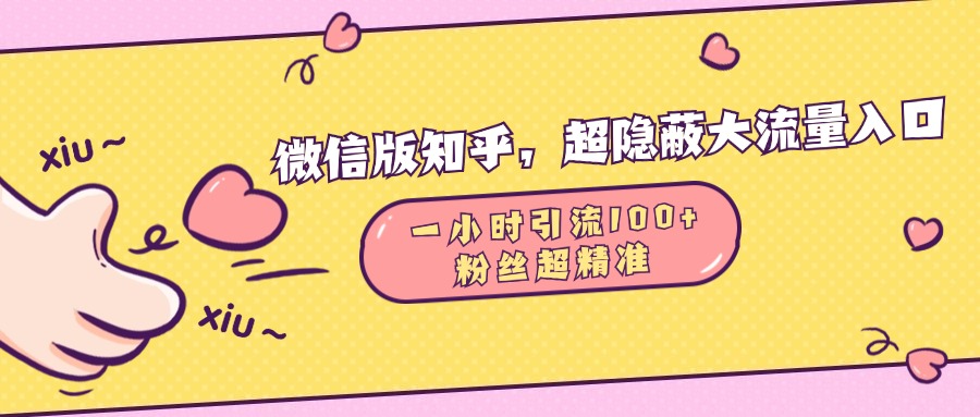 图片[1]网创吧-网创项目资源站-副业项目-创业项目-搞钱项目微信版知乎，超隐蔽流量入口，一小时引流100人，粉丝质量超高网创吧-网创项目资源站-副业项目-创业项目-搞钱项目网创吧