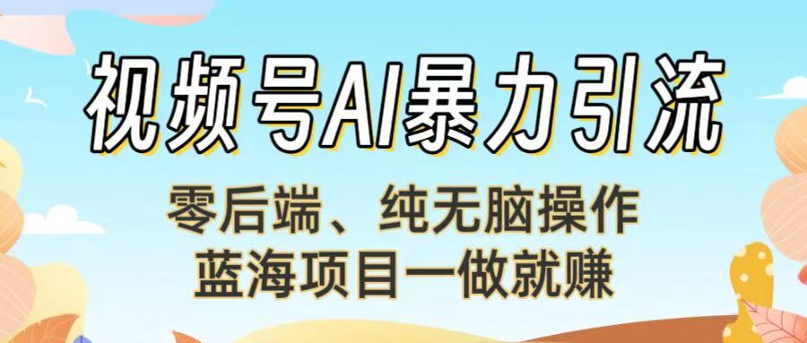 视频号AI暴力引流：零后端、纯无脑操作，蓝海项目一做就赚！网创吧-网创项目资源站-副业项目-创业项目-搞钱项目网创吧