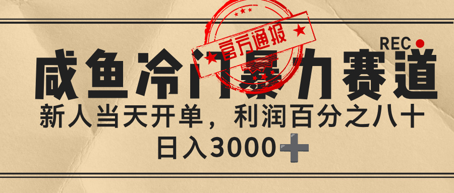 闲鱼，冷门暴力赛道，一单 80%利润，新人轻松日入 3000+网创吧-网创项目资源站-副业项目-创业项目-搞钱项目网创吧